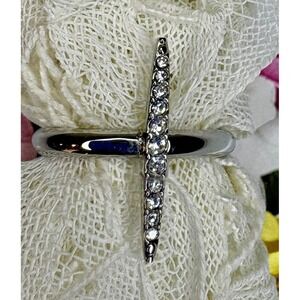 Michael Kors Brilliance Matchstick Silver Tone Pavé Crystal Ring Size 7 NWT